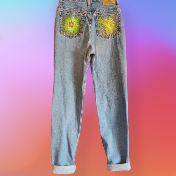Vintage 9s Neon Puffy Paint Jeans 